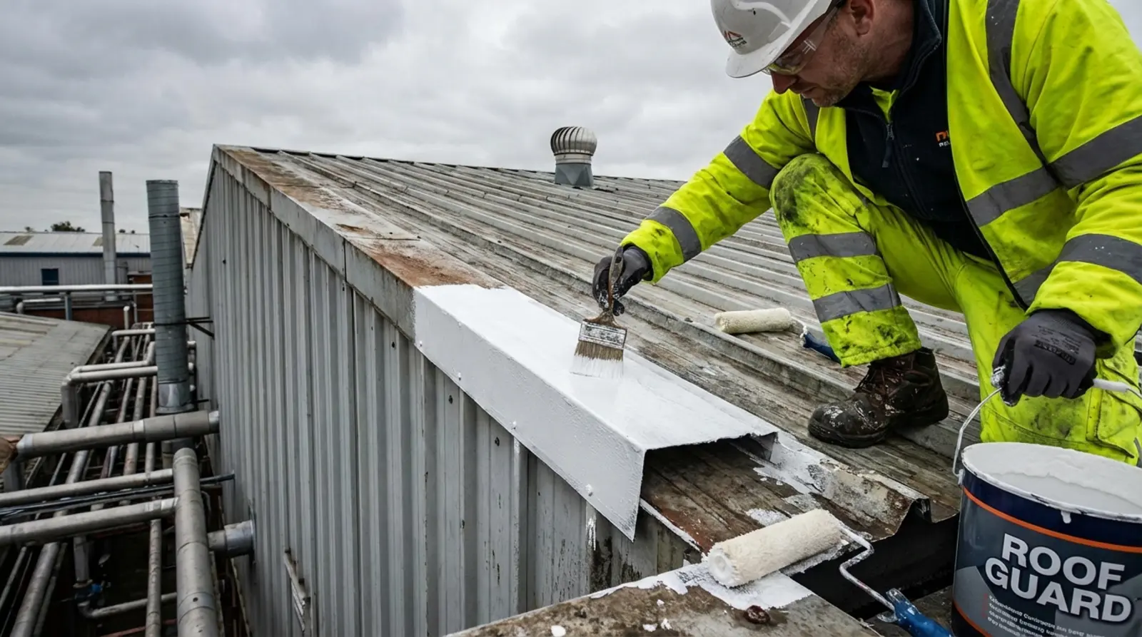 Cut edge restoration and roof coating on a commercial building by DMC FM