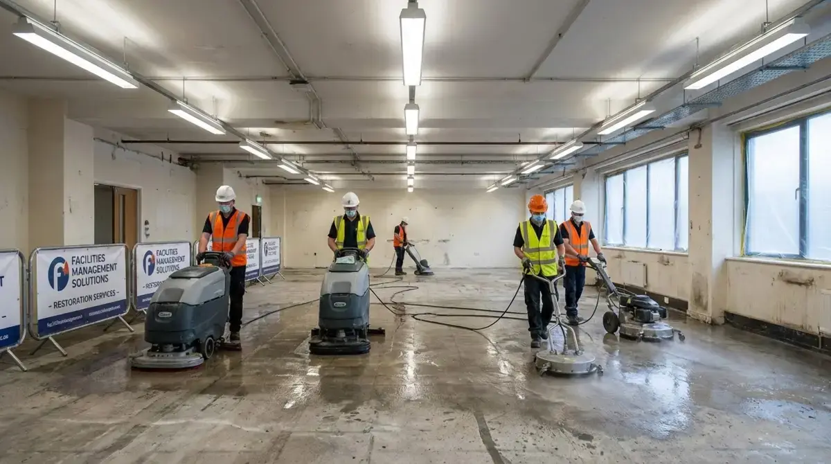 Professional deep cleaning of a commercial property interior