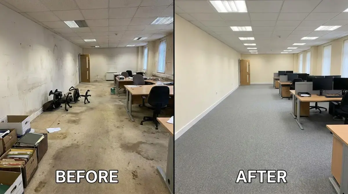 Before and after commercial dilapidations cleaning result